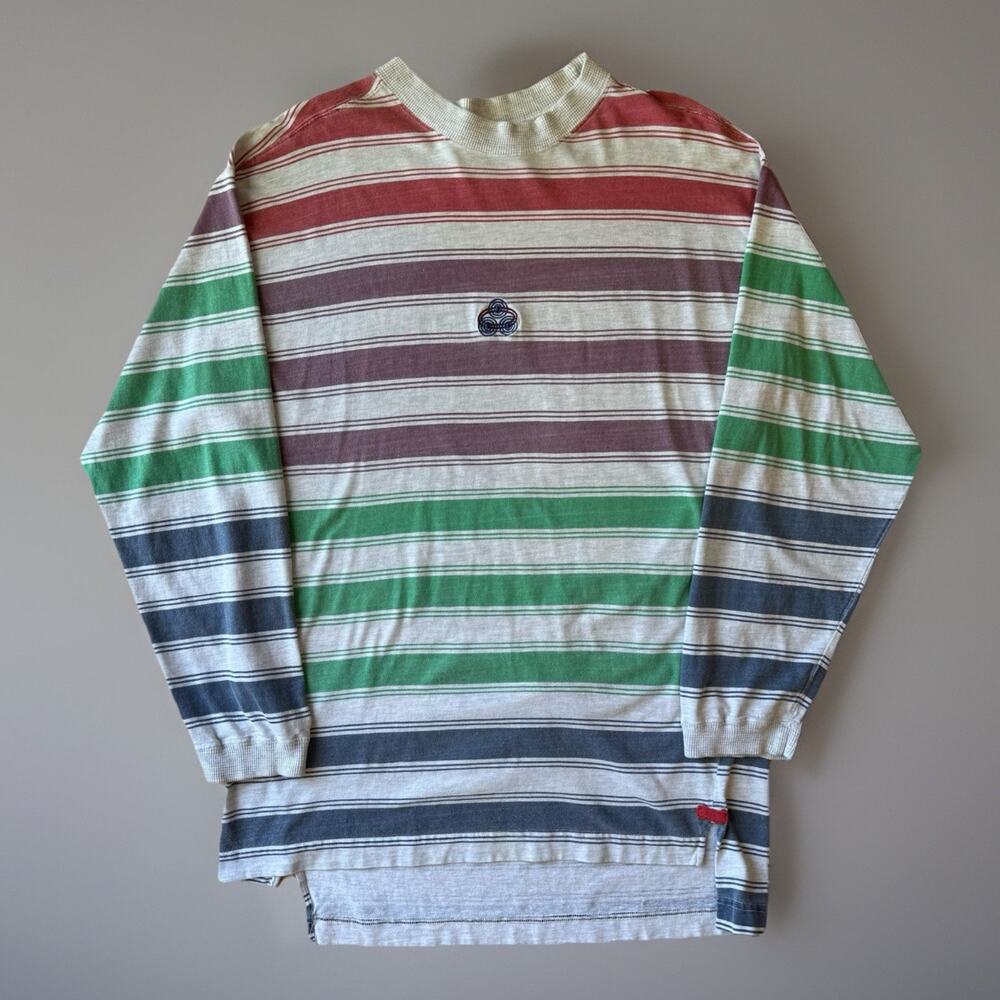 Vintage Gotcha Skateboards Shirt M Gray Stripe Multicolor 90s Skateboards